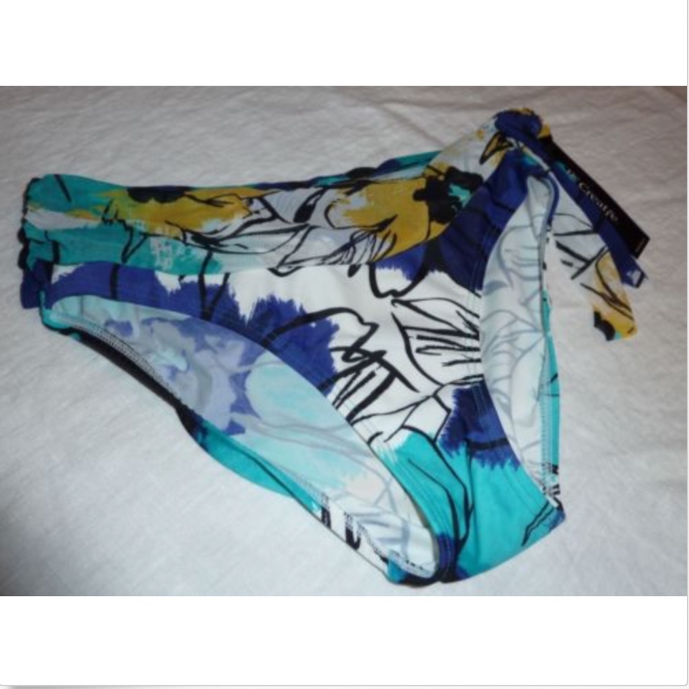 Be Creative Bikini Bottom Sash Bright Blue Floral